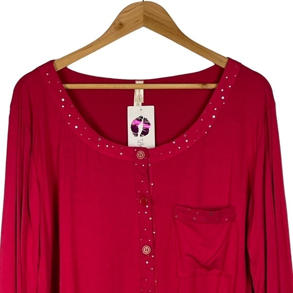 RHONDA SHEAR SHIMMER RED COZY HOLIDAY MATCHING PAJAMA PJ SET - Picture 8 of 15